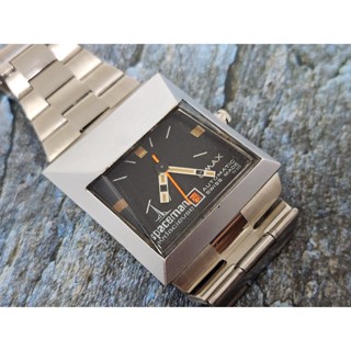 VINTAGE SPACEMAN OMAX SQUARE CASE AUTOMATIC หน้าดำ เดินดีปกติ