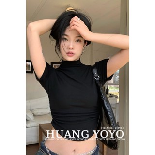 Solid Color Slim Fit Short Sleeve T-Shirt New Summer Sexy Spicy Girls Fashion Covered-up top Cropped Top