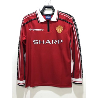 เสื้อกีฬาแขนสั้น ลายทีมฟุตบอล Manchester United 1998 1999 ชุดเหย้า สไตล์เรโทร