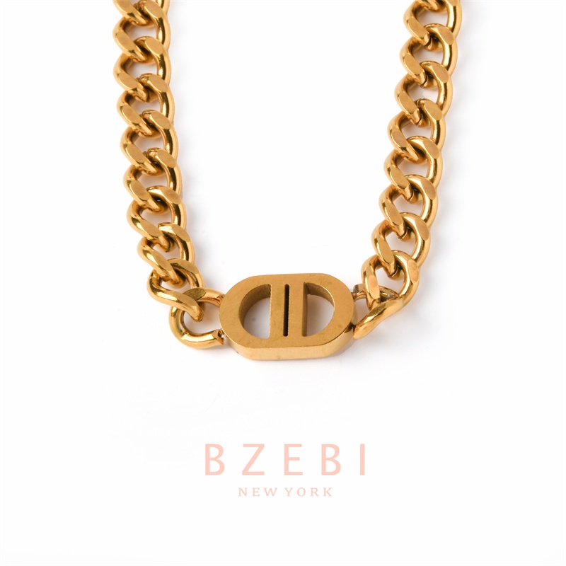 BZEBI สร้อยคอสแตนเลส ตัวอักษร D แฟชั่น เครื่องประดับ จี้ ผู้หญิง 18k ไม่ลอกไม่ดํา สําหรับผู้หญิง 115
