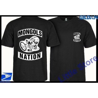 เสื้อแขนสั้น เสื้อยืดไม่ต้องรีด เสื้อยืดคอกลมแขนสั้นพิมพ์ลาย Mongol Mc Nation Usaสำหรับผู้ชาย