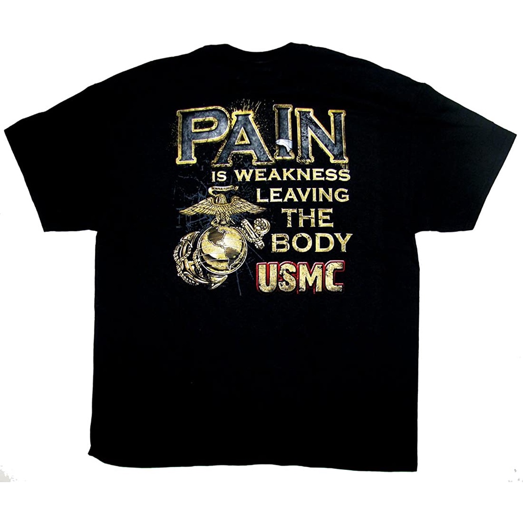 Joe Blow T's Military United States Marine Corps USMC โลโก้ Pain is Weakness Leave The Body Cotton P