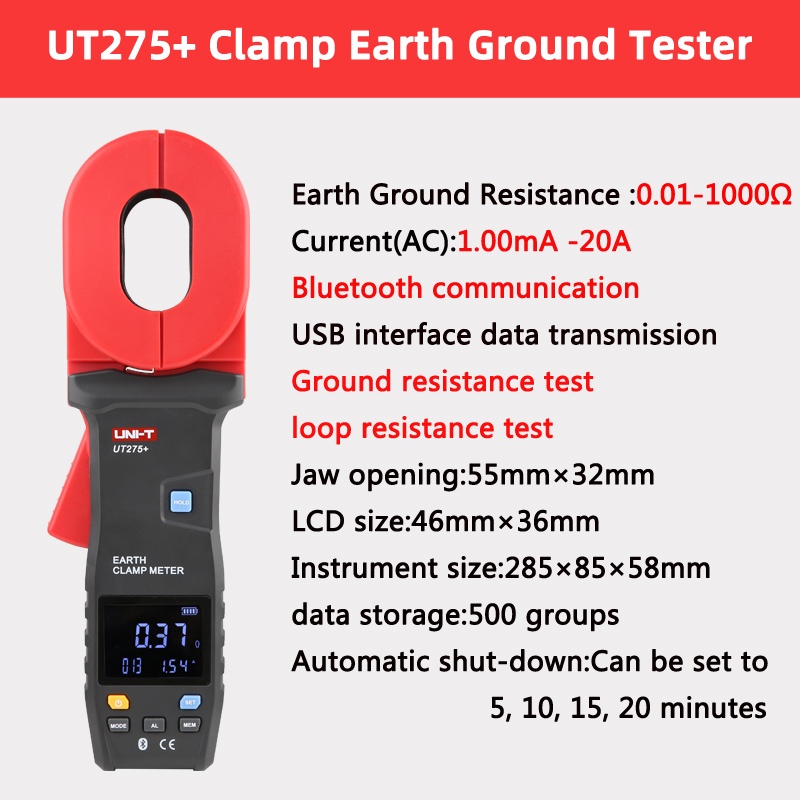 UNI-T UT272+  UT273+ UT275+    เครื่องทดสอบความต้านทานดิน   Clamp Ground Resistance Tester  Resistance Tester Clamp-On Ammeter  Earth Resistance Tester Current Tester ราคา ถูกที่สุด ดีลบีเคเค แกลเลอรีภาพที่ 4