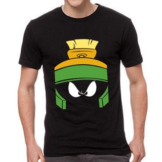 เสื้อยืดสีดำ เสื้อยืดผู้ชาย เสื้อยืดผ้าฝ้าย เสื้อยืด พิมพ์ลาย Marvin the Martian Looney Tunes