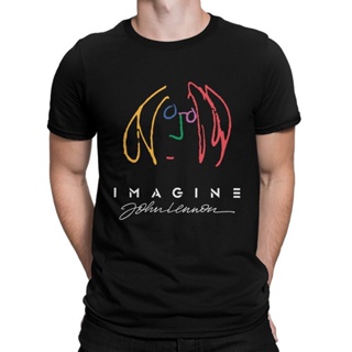 เสื้อยืดผ้าฝ้ายพิมพ์ลาย เสื้อยืดลําลอง แขนสั้น คอกลม พิมพ์ลาย John Lennon Imagine คุณภาพสูง สําหรับผู้ชาย (luk-142)