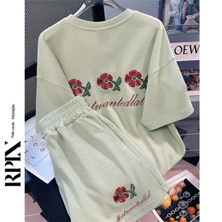 พร้อมส่ง ชุดกีฬา เสื้อแขนสั้น กางเกงขาสั้น ลายวาฟเฟิล RPIN ขนาดเล็ก สองชิ้น สําหรับเด็กผู้หญิง