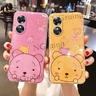 เคส Oppo A17k A78 A17 การ์ตูนหมีน่ารัก ซิลิโคน ที่มีสีสัน เคสด้านหลัง สําหรับ Oppo A17k 2022