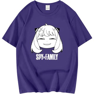 Spy x Family TShirt สำหรับผู้ใหญ่เด็ก  อะนิเมะ anya/yor/loid forger ฤดูร้อนสบายๆหลวมสีทึบหลวม streetwear Tees