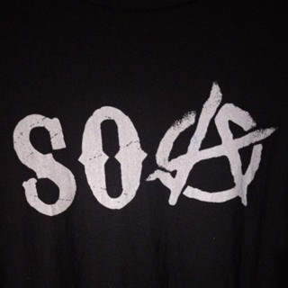 เสื้อยืดผ้าฝ้ายพิมพ์ลาย เสื้อยืดมือสอง Usa ซีรีย์หนัง Son Of Anarchy Logo สกรีนจม Size L.อก22/ยาว28