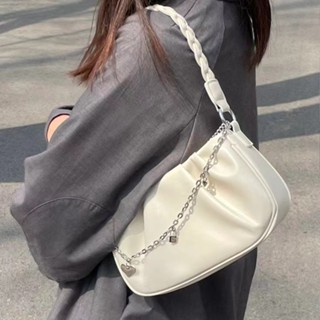 ♕▪2023 Summer Cloud Bag Simple Versatile Fashion Messenger Shoulder Bag Advanced Texture White Bag Underarm Bag Female