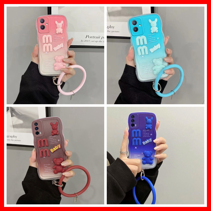 เคส VIVO V25 V25e Y16 Y35 Y22 Y22S V23e Y20 Y15S Y12S Y21 Y21S Y33S Y20S Y50 Y21A Y21T Y33T Y30 Y30i Y15C Y01 Y10 เคสโทรศัพท์มือถือหมีสามมิติสีไล่ระดับสี