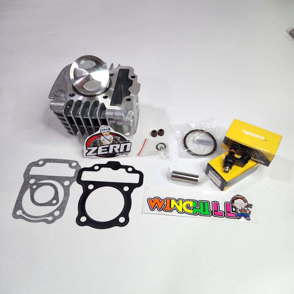 เสื้อสูบ + ลูกสูบ 53 WAVE110i 2009-2020 + แหวน + ปะเก็น + หัวฉีด 6รูJ 125CC ชุดใหญ่ช่างเซิน ไม่ต้องรอรอบ