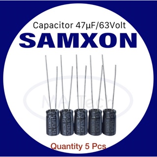 63v47uf คาปาซิเตอร์ 47uf63v Capacitor 47uf 63v , -40°C to +105°C,±20% ,  2000hrs. , ขนาด 6.3x11.0mm มีจำนวน 5 ชิ้น(ตัว)