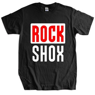 Frogg0-Shop เสื้อยืดผู้ชาย เสื้อยืดครอปเสื้อยืด พิมพ์ลายภูเขา Rockshox Rock Shox Shock สําหรับผู้ชาย และผู้หญิงS-5XL