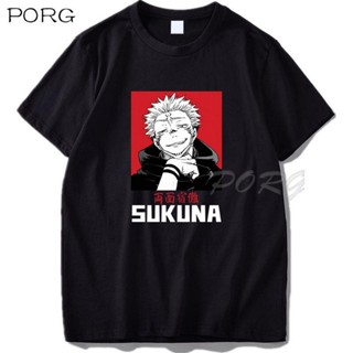 เสื้อแขนสั้น เสื้อยืด Jujutsu Kaisen Sukuna ราชาแห่งคําสาปชาย / หญิงฮาราจูกุอะนิเมะซัมเมอร์สตรีทแฟชั่นฮิปฮอปเสื้อยืดขน