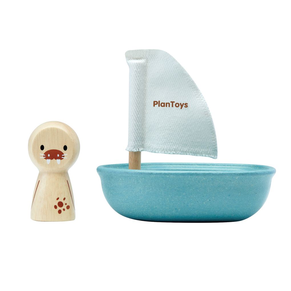PlanToys ของเล่นไม้ 5810 Sailing Boat – Walrus – Modern Rustic เรือใบสิงโตทะเล เสริมพัฒนาการ สำหรับเด็ก 12 เดือน ขึ้นไป