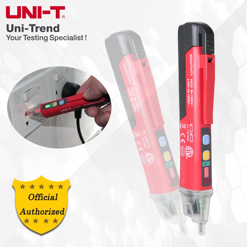 UNI-T  UT12D AC Voltage Detector Non Contact Pen Tester Electric Sensor 24-1000V Voltage Meter Current Test Pencil Alarm LED Light