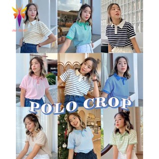 【รายการใหม่】✳♞☏**Polo Crop Stripe เสื้อโปโลครอบลายทาง งานตัดเย็บทางร้านค่ะ**