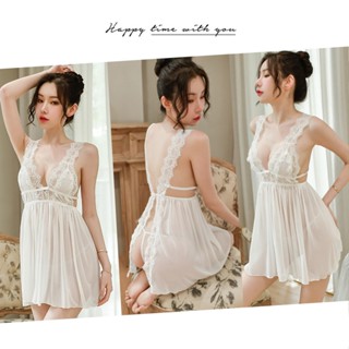 พร้อมส่ง ชุดนอนเซ็กซี่สีขาว งานลูกไม้ ดีงามมากๆ underwear nightdress (white)