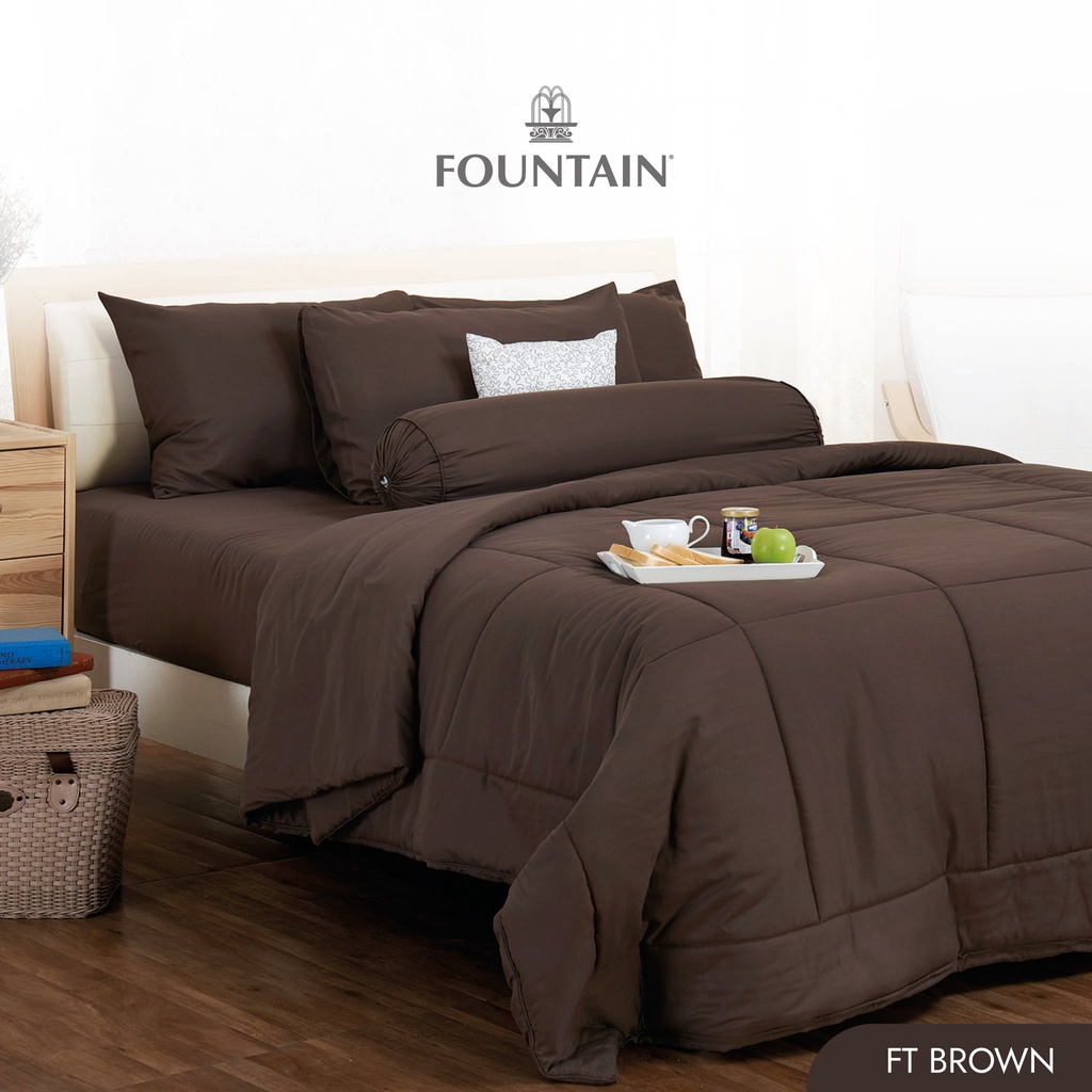 Fountain FT Brown รุ่น Color สีพื้น โทนน้ำตาลเข้ม สัมผัสนุ่มสบายด้วยชุดเครื่องนอนฟาวน์เทน ผ้าปู ผ้าปูที่นอน ผ้านวม