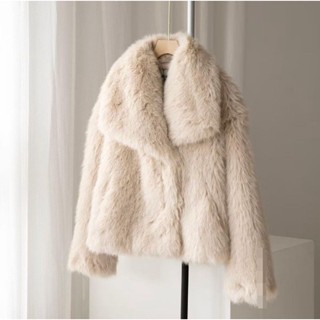 เสื้อโค้ทขนเฟอร์ Faux fur แบบสั้น ปกใหญ่