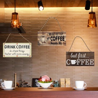 HOT_ Plaque ตกแต่งขอบประตูองค์ประกอบกาแฟไม้สำหรับร้านกาแฟ