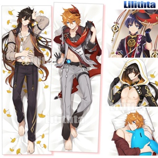 หมอนอนิเมะ ปลอกหมอนพิมพ์ลายการ์ตูน Dakimakura Genshin Impact Zhongli Tartaglia Scaramouche อะนิเมะหมอน ขายปลีกและขายส่ง Amine Game Pillowcase 抱き枕 动漫抱枕