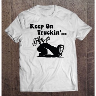 เสื้อเชิ้ตแขนสั้น เสื้อยืดไม่ต้องรีด เสื้อยืด พิมพ์ลาย Good Vibes Keep On Truckin 1970S 2 สไตล์วินเทจ