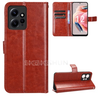 เคสโทรศัพท์มือถือหนัง ฝาพับ พร้อมช่องใส่บัตร สําหรับ Xiaomi Redmi Note 12 4G Note12 4G