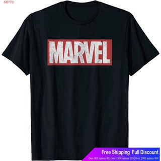 เสื้อยืดโอเวอร์ไซส์SKTT1 Marvelเสื้อยืดลำลอง Marvel Clic Distressed Logo Graphic T-Shirt T-Shirt Marvel Short sleeve T-s