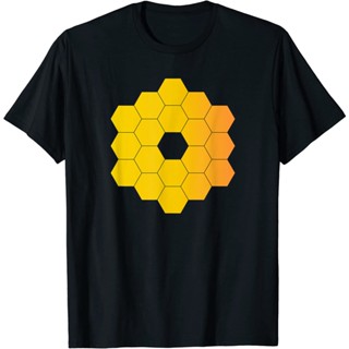 เสื้อยืดวิทยาศาสตร์จักรวาลการออกแบบกระจกหกเหลี่ยมกล้องโทรทรรศน์อวกาศ
