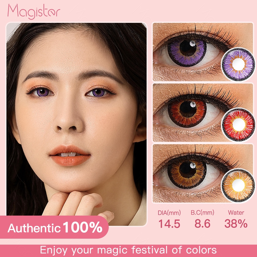 Eye Care 85 บาท (COD) Magister Hidrocor คอนแทคเลนส์สี แบบรายวัน สีสันสดใส สบายตา ขนาดใหญ่ สำหรับผู้หญิง 2 ชิ้น Health