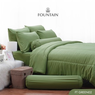 Fountain FT Green02 รุ่น Color สีพื้นโทนเขียวอ่อนให้สัมผัสนุ่มสบายด้วยชุดเครื่องนอนฟาวน์เทน ผ้าปูที่นอน ผ้าห่มนวม