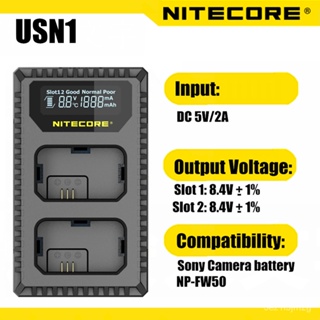 ที่ชาร์จกล้อง Nitecore USN1ดั้งเดิมเข้ากันได้กับ NP-FW50แบตเตอรี่กล้อง Sony