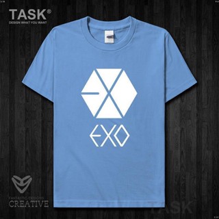 เสื้อยืดโอเวอร์ไซส์เสื้อยืดแขนสั้น ผ้าฝ้ายแท้ พิมพ์ลาย TASK EXO Four-Concert Concert Starry Sky สําหรับผู้ชายS-4XL