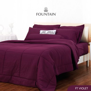 Fountain FT Violet รุ่น Color สีพื้นโทนสีม่วงแดงให้สัมผัสนุ่มสบายด้วยชุดเครื่องนอนฟาวน์เทน ผ้าปูที่นอน ผ้าห่มนวม