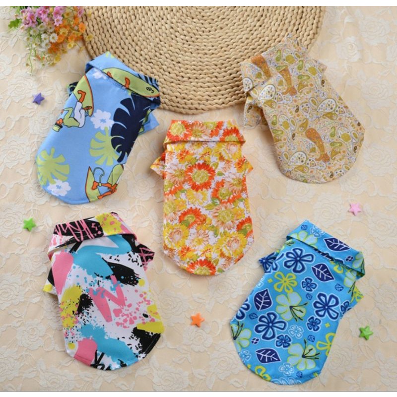 (B04)เสื้อสงกรานต์สุนัข - แมว (*พร้อมส่งจากไทย!!*) เสื้อฮาวาย ธีมSummer เสื้อเชิ๊ตสัตว์เลี้ยง สีสันสดใส สินค้าสวยตรงปก