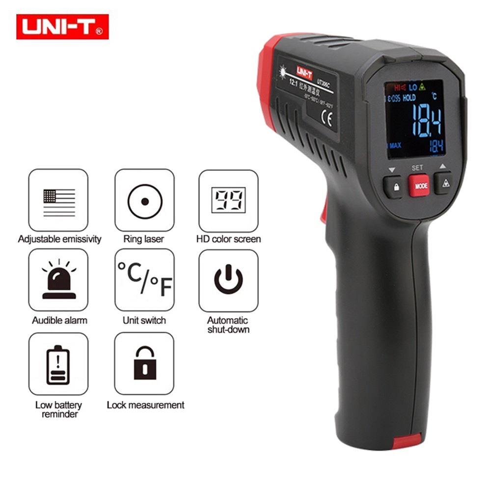 -50℃-500℃  เครื่องวัดอุณหภูมิน้ํามันอินฟราเรด UT306C UT306S  UNI-T -50℃-500℃   UT306C UT306S Industrial Infrared Thermometer Oil Temperature Tester Air conditioning maintenance  Thermometer