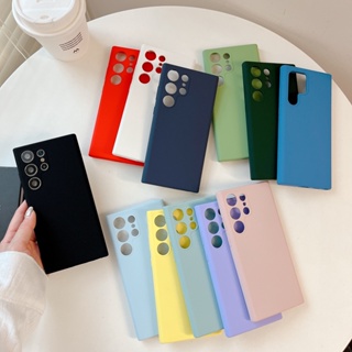 สีทึบ ซิลิโคนเหลว เคส Samsung Galaxy S23 Ultra S22 Ultra S23 S22 + Plus Case ผิวพรรณ รู้สึก ป้องกันการตก นุ่ม เคส