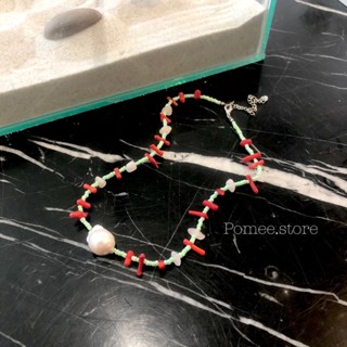 พร้อมส่ง สร้อยคอหินมุข ชุบทองคำขาว