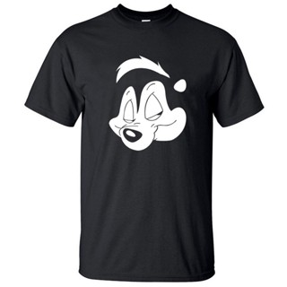 เสื้อยืดผ้าฝ้าย เสื้อยืดถูกๆ เสื้อยืดแขนสั้นพิมพ์ลายการ์ตูน Pepe Le pew สำหรับผู้ชายเสื้อยืด