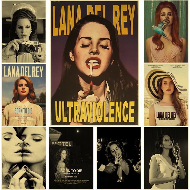 นักร้อง Lana Del Rey โปสเตอร์ Retro กระดาษคราฟท์พิมพ์และโปสเตอร์ Home Room Bar Cafe Decor Born To Di