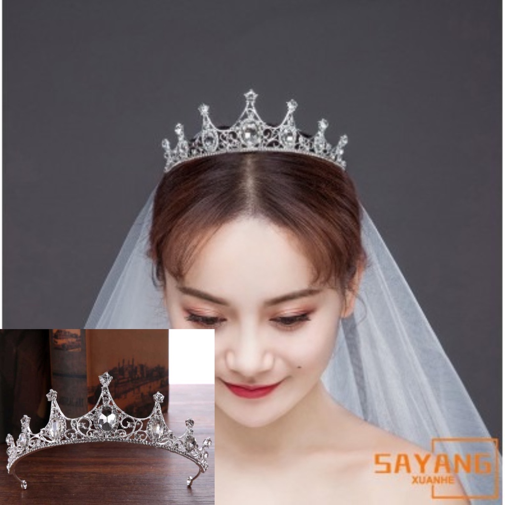 X-H มงกุฎเจ้าสาว ประดับเพชร หรูหรา สำหรับงานแต่งงาน