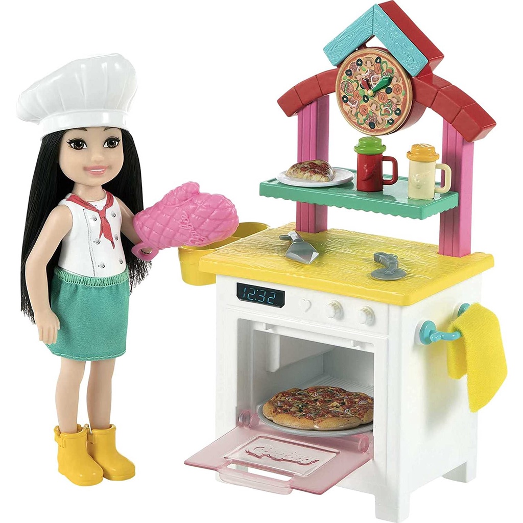 Barbie Chelsea Can Be Pizza Chef Playset with Brunette Chelsea Doll