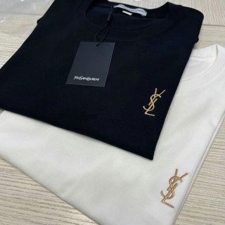 [Label + Tag] Original YSL1 เสื้อยืดแขนสั้น ปักลายป้ายแท็กหน้าอก สไตล์ยุโรปและอเมริกา คุณภาพสูง สําหรับผู้ชาย และผู้หญิง