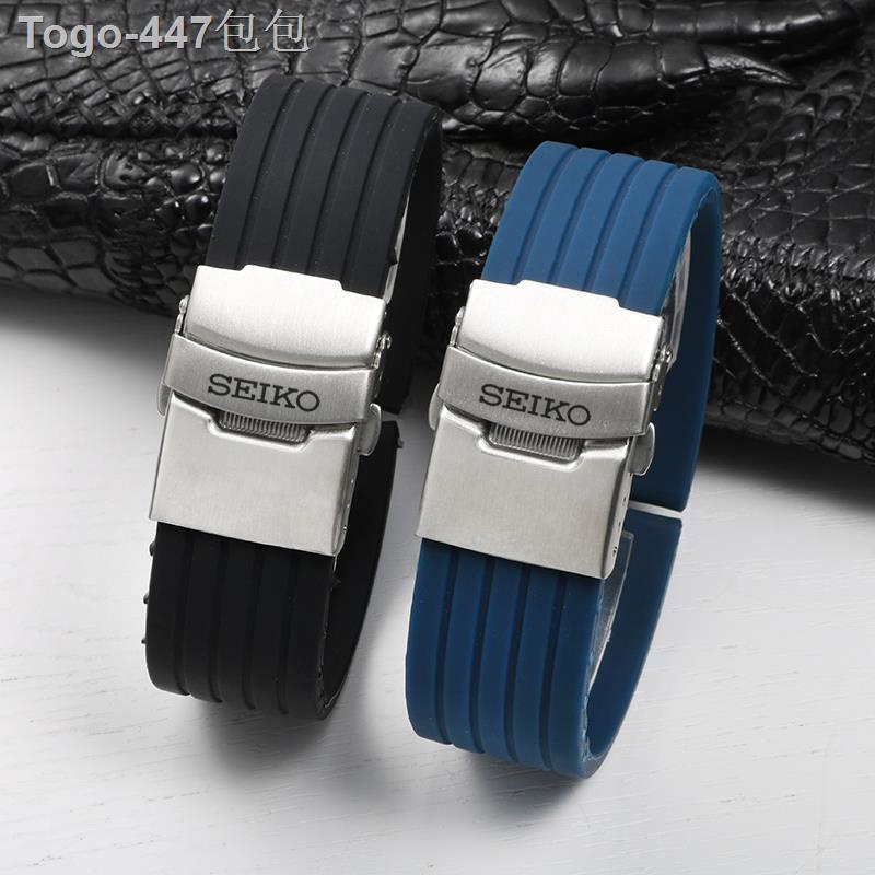 ✁สายนาฬิกา Seiko No. 5 สายยาง SEIKO No. 5 Pilot Water Ghost สายนาฬิกาซิลิโคนกันน้ำและกันเหงื่อ 20 22