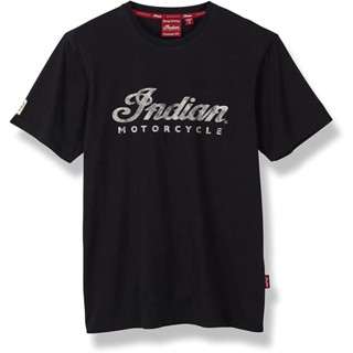 เสื้อยืดโลโก้สคริปต์ผู้ชาย Indian motorcycle สีดำ-2861933