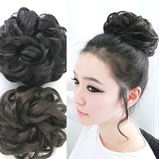 💋ผู้หญิงน่ารักเลดี้หยัก Curly Dish Hair Bun ส่วนขยาย Hairpiece Chignon Scrunchie