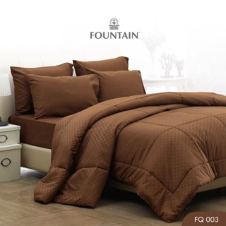 Fountain FQ003 รุ่น Jacquard ทอลายสีพื้นโทนสีน้ำตาลทองเข้มให้สัมผัสนุ่มลื่นสบายชุดเครื่องนอนฟาวน์เทน ผ้าปูที่นอน ผ้านวม