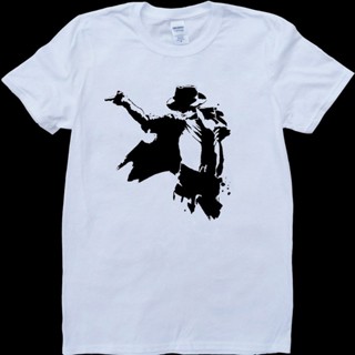 เสื้อแขนสั้น เสื้อไม่ต้องรีด เสื้อเชิตแขนสั้น เสื้อยืดคอก ลมแขนสั้น michael jackson สีขาวสําหรับผู้ชาย